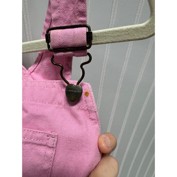 Carhartt Pink Canvas Overall Bibs Girl Toddler Size 4T - Picture 3 of 8